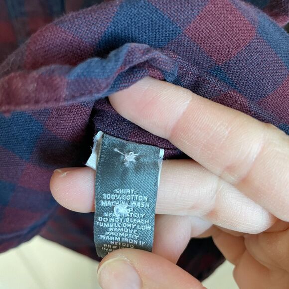 Bonobos buffalo check button front long sleeve shirt navy red - Picture 6 of 6